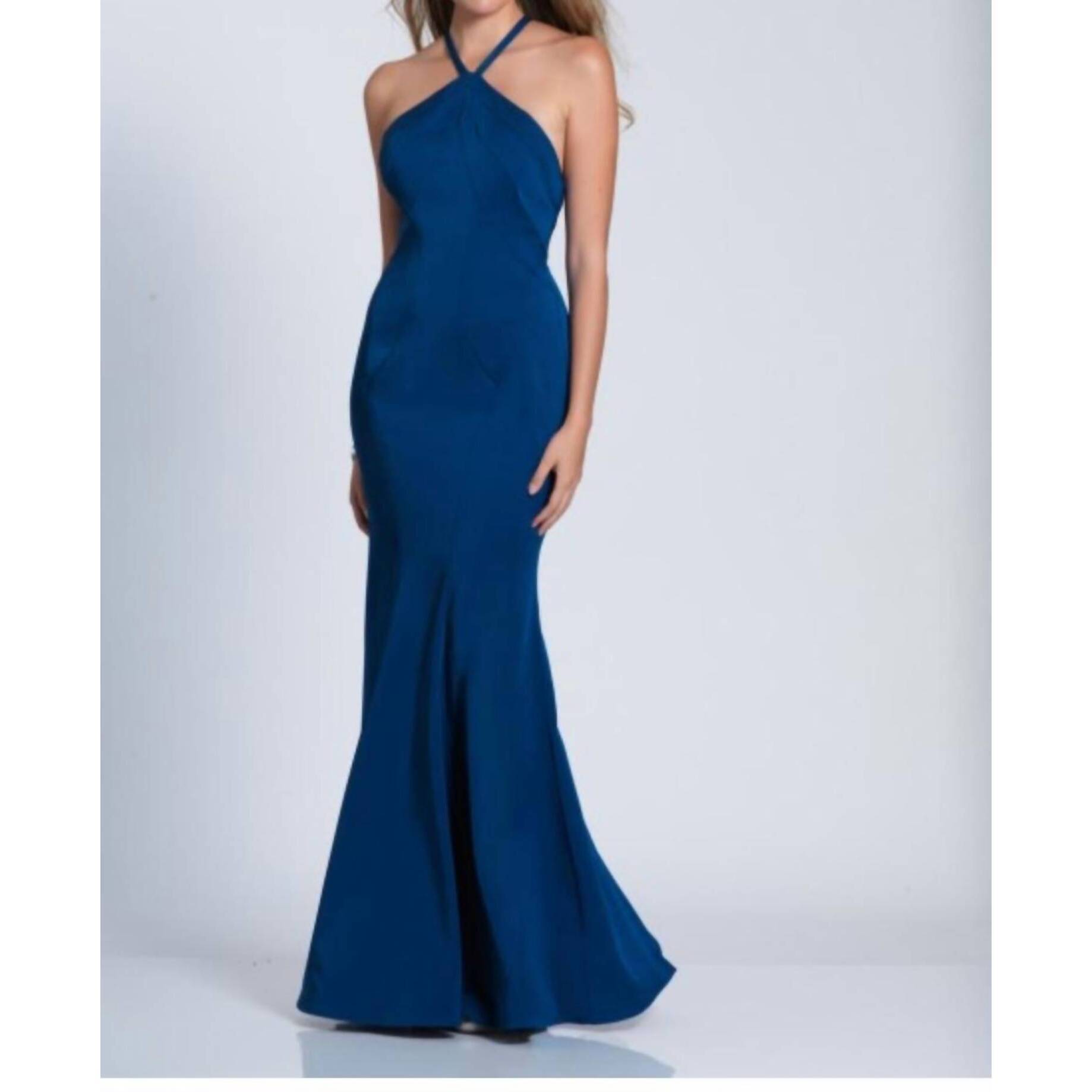 New Dave & Johnny Black Evening Gown In Black